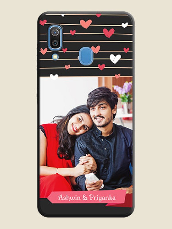Custom Love Pattern with Name on Pink Ribbon  - Photo on Space Black Soft Matte Back Cover - Galaxy A30