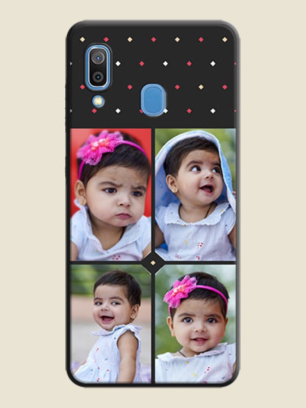 Custom Multicolor Dotted Pattern with 4 Image Holder on Space Black Custom Soft Matte Phone Cases - Galaxy A30