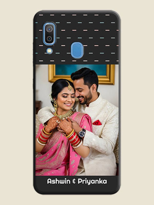 Custom Line Pattern Design with Text on Space Black Custom Soft Matte Phone Back Cover - Galaxy A30