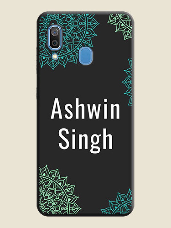Custom Your Name with Floral Design on Space Black Custom Soft Matte Back Cover - Galaxy A30