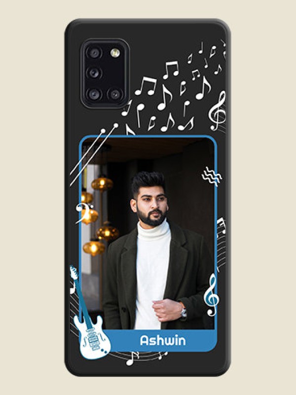Custom Musical Theme Design with Text on Photo on Space Black Soft Matte Mobile Case - Galaxy A31