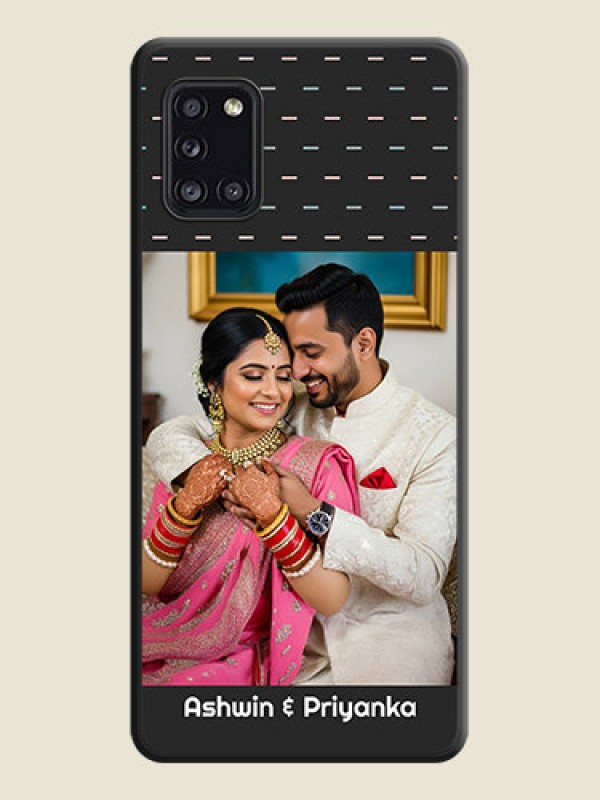 Custom Line Pattern Design with Text on Space Black Custom Soft Matte Phone Back Cover - Galaxy A31
