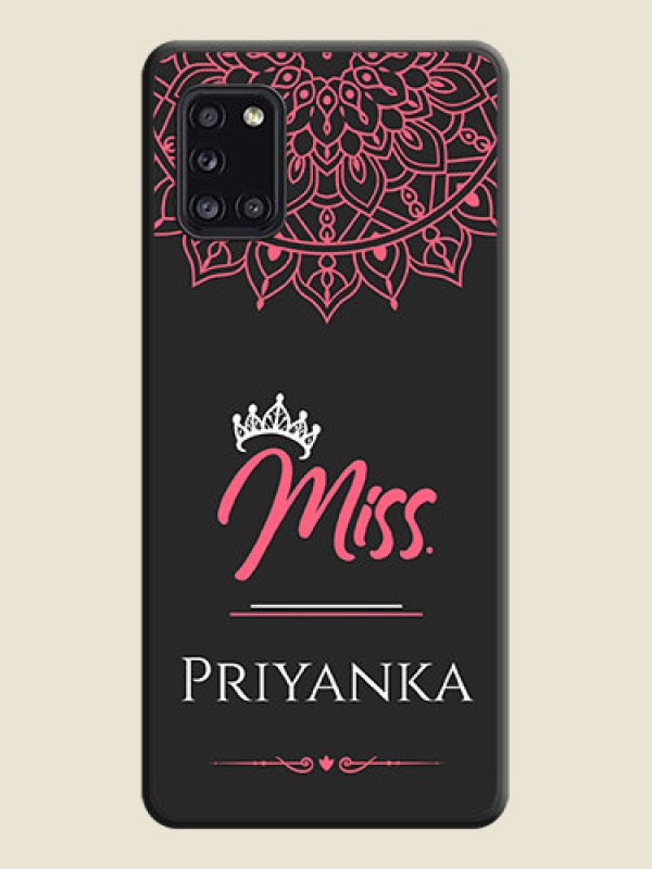 Custom Mrs Name with Floral Design on Space Black Personalized Soft Matte Phone Covers - Galaxy A31
