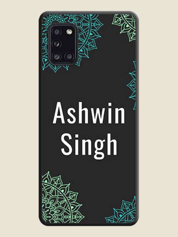 Custom Your Name with Floral Design on Space Black Custom Soft Matte Back Cover - Galaxy A31