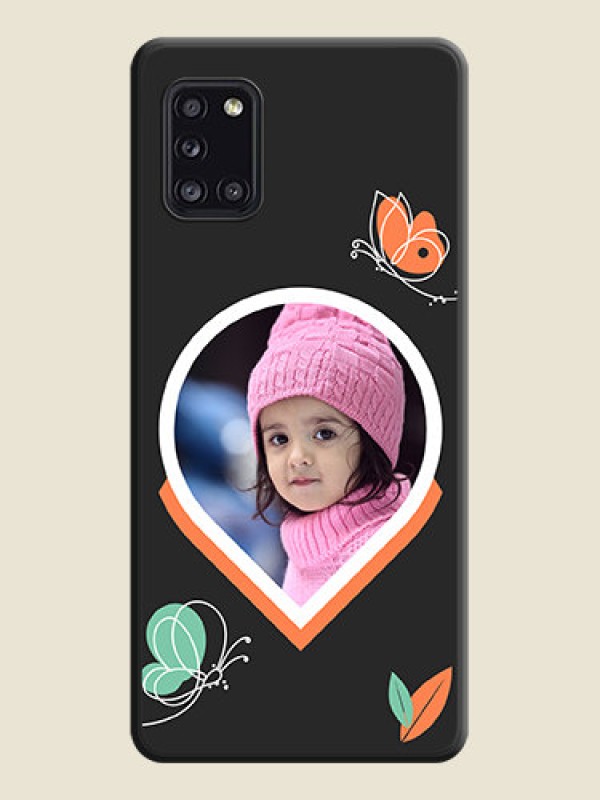 Custom Upload Pic With Simple Butterly Design On Space Black Personalized Soft Matte Phone Covers -Samsung Galaxy A31