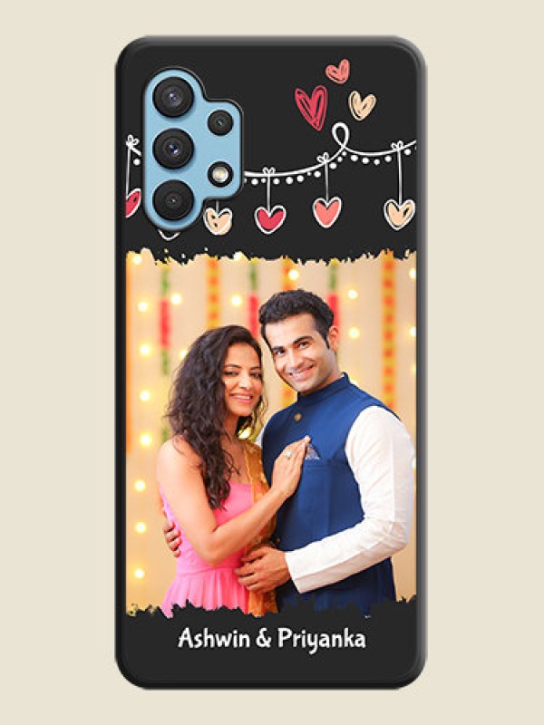 Custom Pink Love Hangings with Name on Space Black Custom Soft Matte Phone Cases - Galaxy A32 4G
