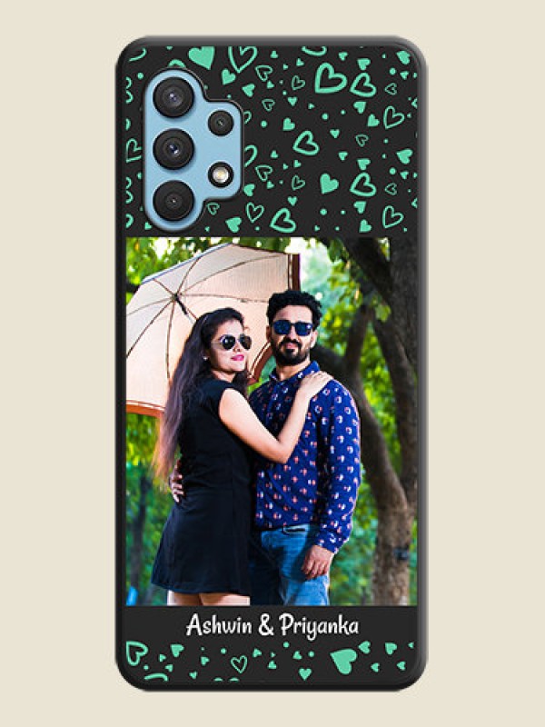 Custom Sea Green Indefinite Love Pattern on Photo on Space Black Soft Matte Mobile Cover - Galaxy A32 4G