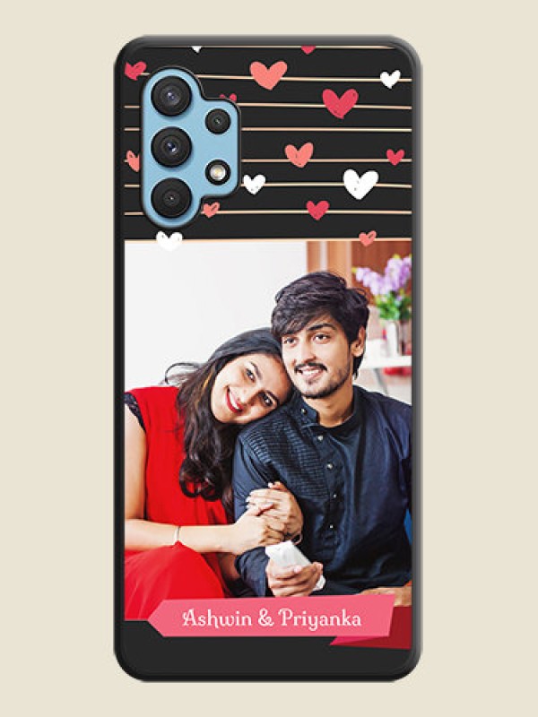 Custom Love Pattern with Name on Pink Ribbon  on Photo on Space Black Soft Matte Back Cover - Galaxy A32 4G