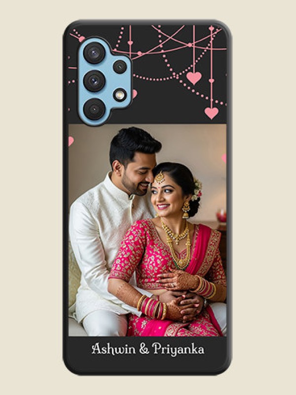 Custom Pink Love Hangings with Text on Space Black Custom Soft Matte Back Cover - Galaxy A32 4G