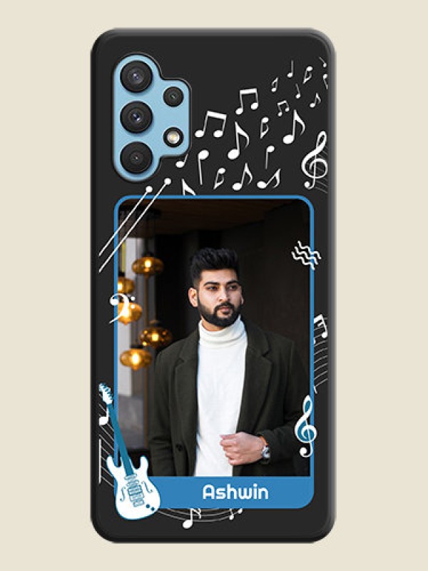 Custom Musical Theme Design with Text on Photo on Space Black Soft Matte Mobile Case - Galaxy A32 4G