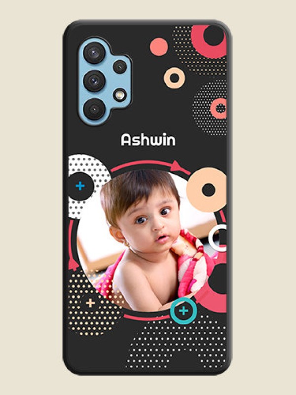Custom Multicoloured Round Image on Personalised Space Black Soft Matte Cases - Galaxy A32 4G