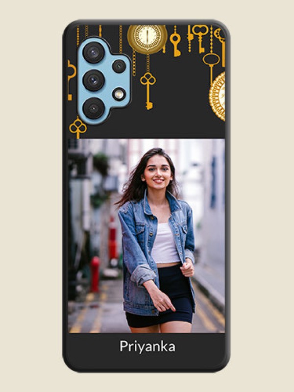 Custom Decorative Design with Text on Space Black Custom Soft Matte Back Cover - Galaxy A32 4G