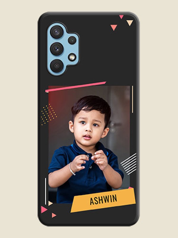 Custom Photo Frame with Triangle Small Dots on Photo on Space Black Soft Matte Back Cover - Galaxy A32 4G