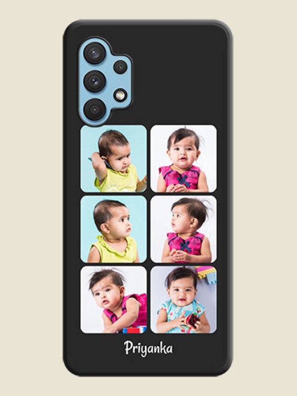 Custom Floral Art with 6 Image Holder on Photo on Space Black Soft Matte Mobile Case - Galaxy A32 4G