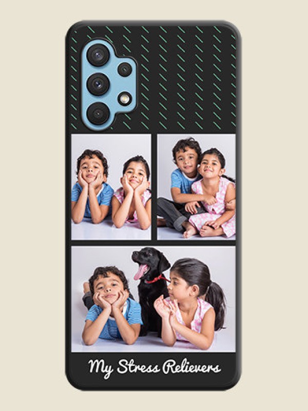Custom Cross Dotted Pattern with 2 Image Holder  on Personalised Space Black Soft Matte Cases - Galaxy A32 4G