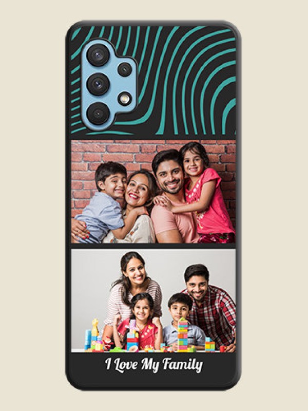 Custom Wave Pattern with 2 Image Holder on Space Black Personalized Soft Matte Phone Covers - Galaxy A32 4G
