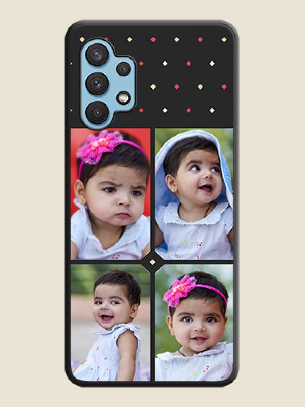 Custom Multicolor Dotted Pattern with 4 Image Holder on Space Black Custom Soft Matte Phone Cases - Galaxy A32 4G