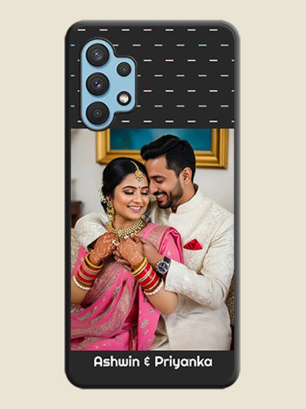 Custom Line Pattern Design with Text on Space Black Custom Soft Matte Phone Back Cover - Galaxy A32 4G