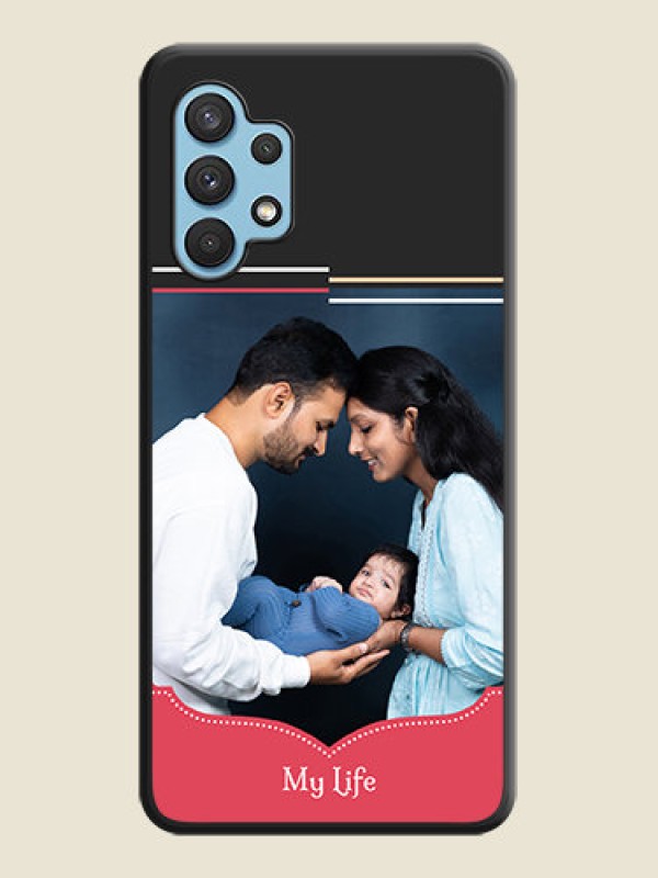 Custom Classic Plain Design with Name on Photo on Space Black Soft Matte Phone Cover - Galaxy A32 4G