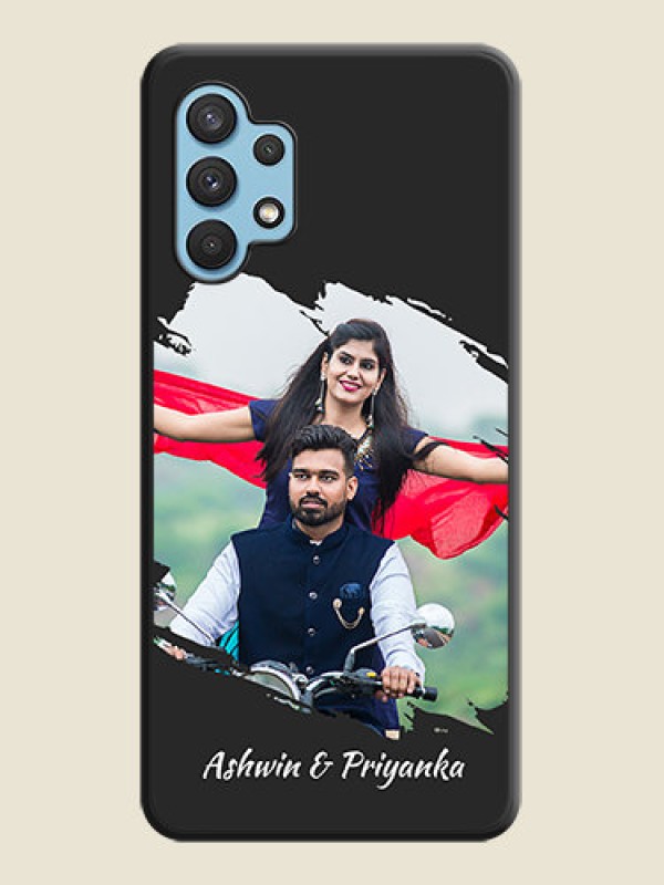 Custom Grunge Brush Strokes on Photo on Space Black Soft Matte Back Cover - Galaxy A32 4G