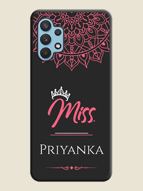 Custom Mrs Name with Floral Design on Space Black Personalized Soft Matte Phone Covers - Galaxy A32 4G
