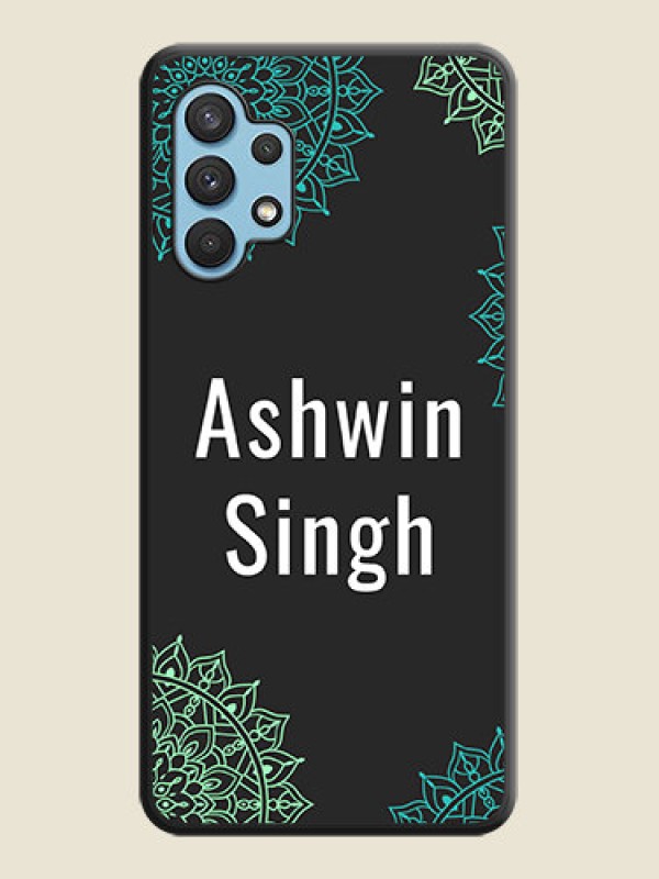 Custom Your Name with Floral Design on Space Black Custom Soft Matte Back Cover - Galaxy A32 4G