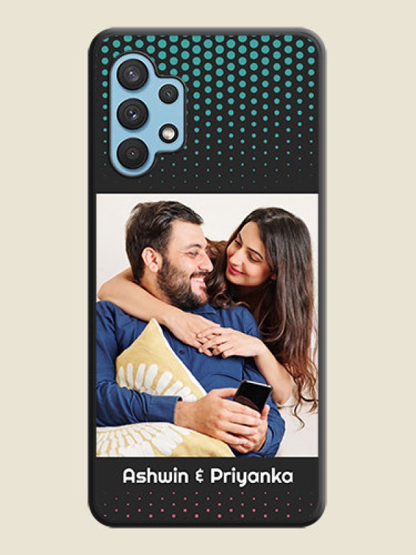 Custom Faded Dots with Grunge Photo Frame and Text on Space Black Custom Soft Matte Phone Cases - Galaxy A32 4G