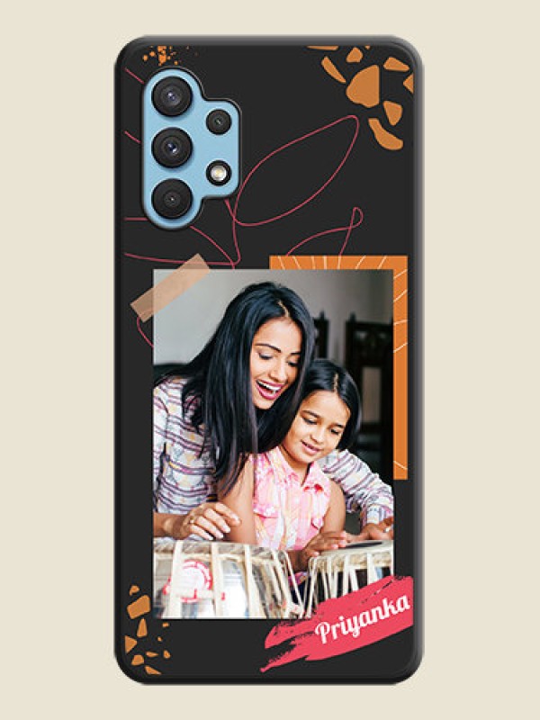 Custom Orange Photo Frame on Space Black Custom Soft Matte Phone Back Cover - Galaxy A32 4G