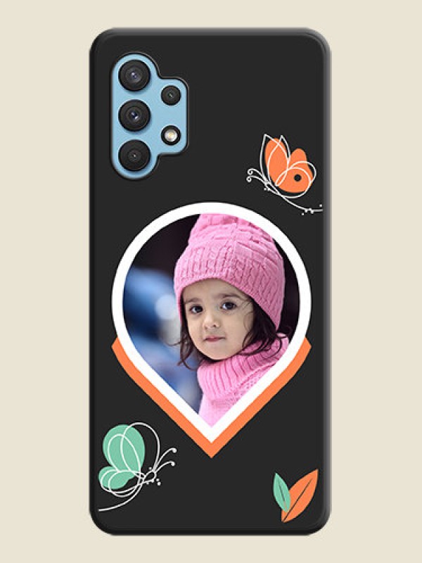 Custom Upload Pic With Simple Butterly Design On Space Black Personalized Soft Matte Phone Covers -Samsung Galaxy A32