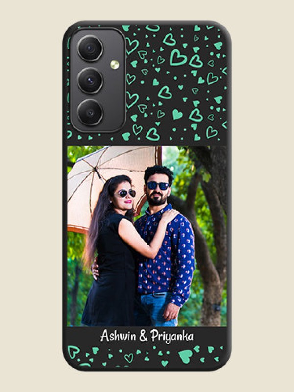 Custom Sea Green Indefinite Love Pattern on Photo on Space Black Soft Matte Mobile Cover - Galaxy A34 5G