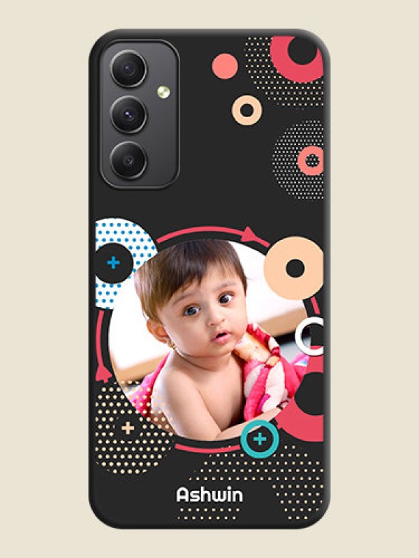 Custom Multicoloured Round Image on Personalised Space Black Soft Matte Cases - Galaxy A34 5G