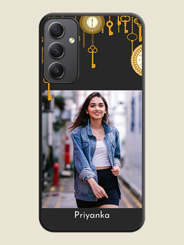 Custom Decorative Design with Text on Space Black Custom Soft Matte Back Cover - Galaxy A34 5G
