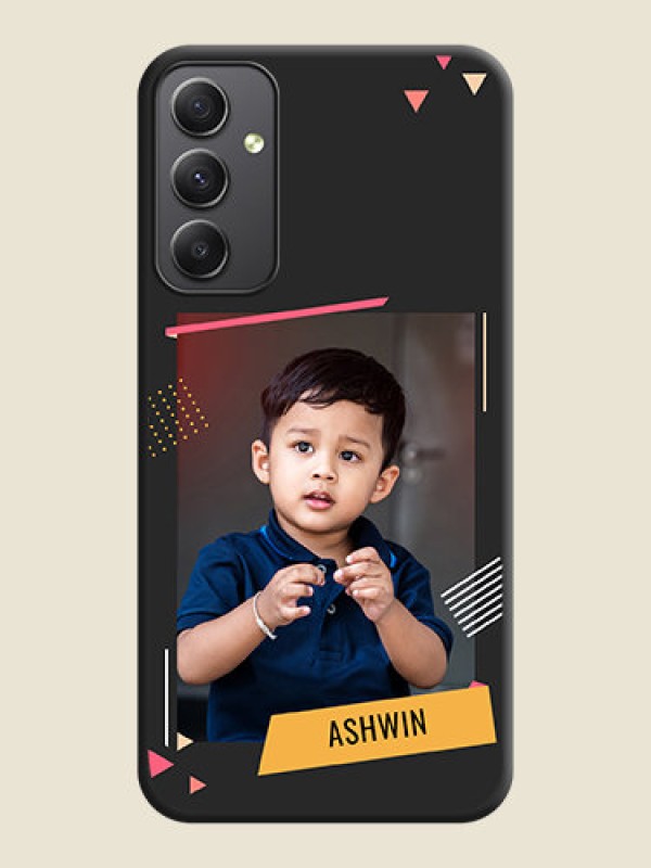 Custom Photo Frame with Triangle Small Dots on Photo on Space Black Soft Matte Back Cover - Galaxy A34 5G