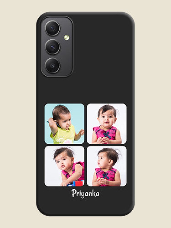Custom Floral Art with 6 Image Holder on Photo on Space Black Soft Matte Mobile Case - Galaxy A34 5G