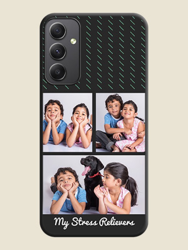 Custom Cross Dotted Pattern with 2 Image Holder  on Personalised Space Black Soft Matte Cases - Galaxy A34 5G