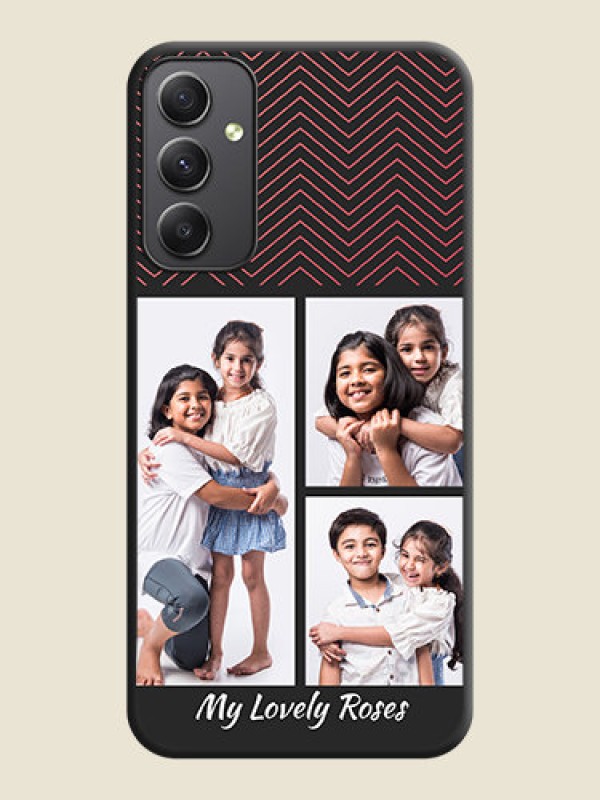 Custom Wave Pattern with 3 Image Holder on Space Black Custom Soft Matte Back Cover - Galaxy A34 5G