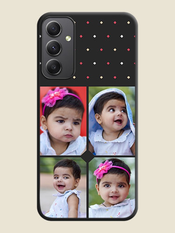 Custom Multicolor Dotted Pattern with 4 Image Holder on Space Black Custom Soft Matte Phone Cases - Galaxy A34 5G