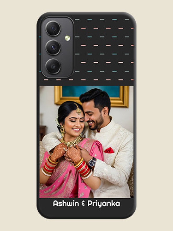 Custom Line Pattern Design with Text on Space Black Custom Soft Matte Phone Back Cover - Galaxy A34 5G