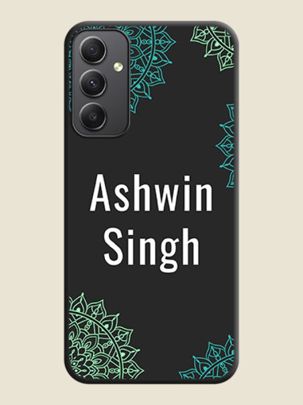 Custom Your Name with Floral Design on Space Black Custom Soft Matte Back Cover - Galaxy A34 5G