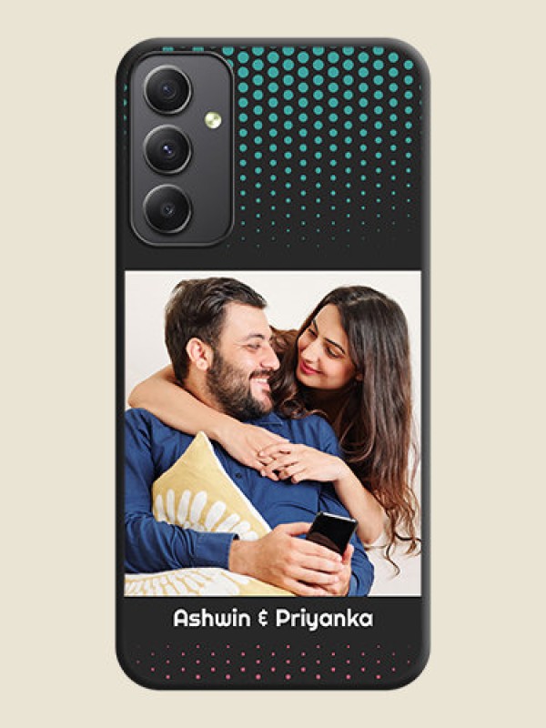 Custom Faded Dots with Grunge Photo Frame and Text on Space Black Custom Soft Matte Phone Cases - Galaxy A34 5G