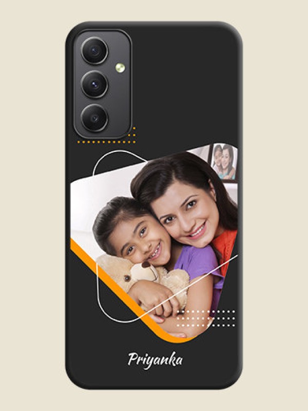 Custom Yellow Triangle on Photo on Space Black Soft Matte Phone Cover - Galaxy A34 5G