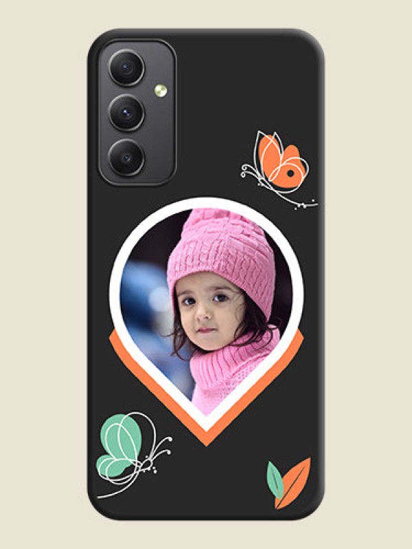 Custom Upload Pic With Simple Butterly Design On Space Black Personalized Soft Matte Phone Covers -Samsung Galaxy A34 5G