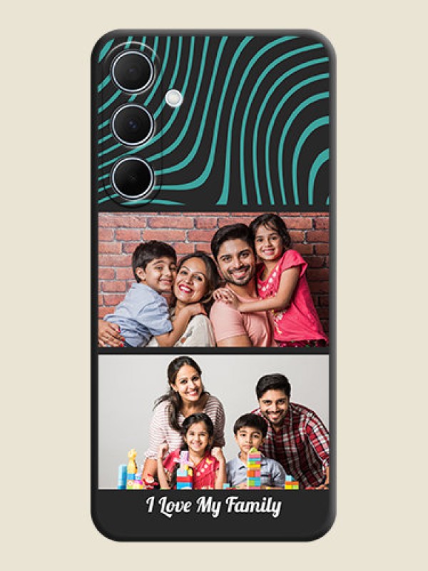 Custom Wave Pattern with 2 Image Holder on Space Black Personalized Soft Matte Phone Covers - Galaxy A35 5G