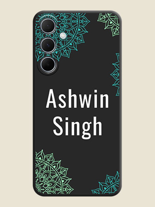 Custom Your Name with Floral Design on Space Black Custom Soft Matte Back Cover - Galaxy A35 5G