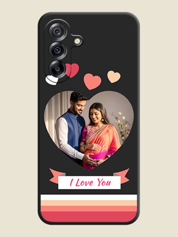Custom Love Shaped Photo with Colorful Stripes On Space Black Custom Soft Matte Mobile Back Cover - Samsung Galaxy A36 5G