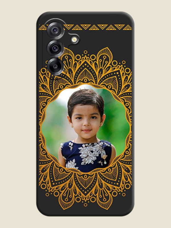 Custom Round Image with Floral Design On Space Black Custom Soft Matte Mobile Back Cover - Samsung Galaxy A36 5G