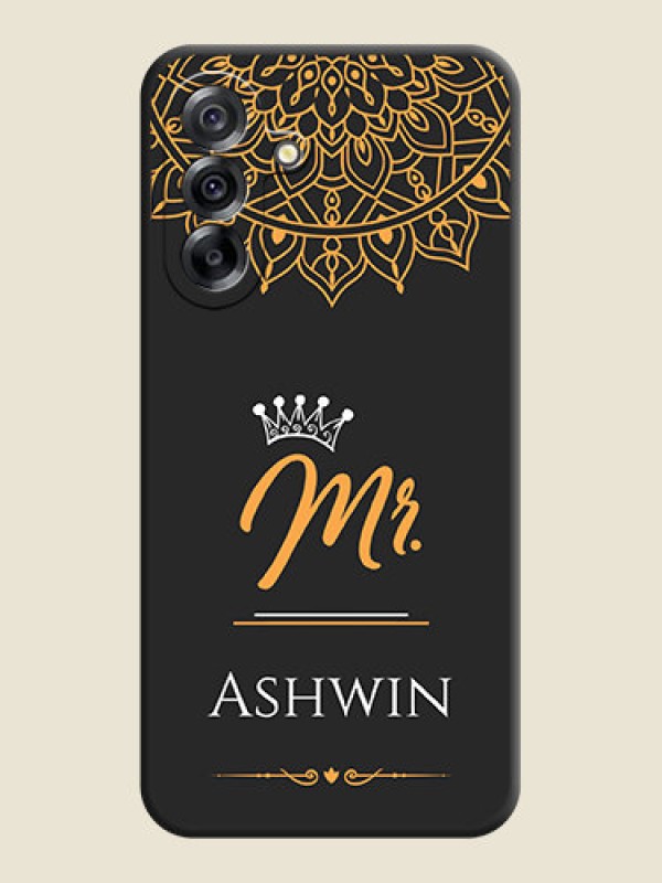 Custom Mr Name with Floral Design On Space Black Custom Soft Matte Mobile Back Cover - Samsung Galaxy A36 5G