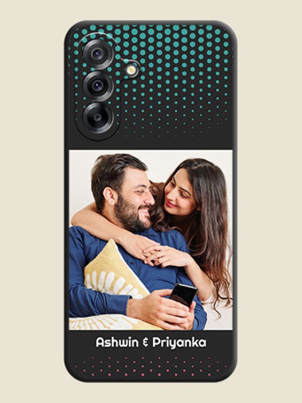 Custom Faded Dots with Grunge Photo Frame and Text On Space Black Custom Soft Matte Mobile Back Cover - Samsung Galaxy A36 5G