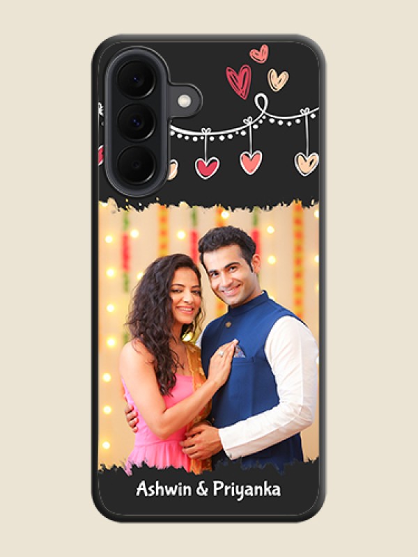 Custom Pink Love Hangings with Name On Space Black Custom Soft Matte Mobile Back Cover - Samsung Galaxy A37 5G