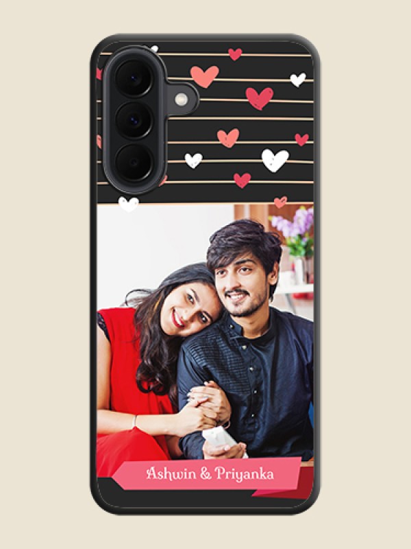 Custom Love Pattern with Name on Pink Ribbon on Photo On Space Black Custom Soft Matte Mobile Back Cover - Samsung Galaxy A37 5G